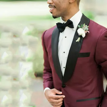 

Latest Coat Pants Design Wedding Suits for Men Groom Tuxedos 2 Pieces Burgundy Jacket Man Outfits Costume Homme Terno Masculino