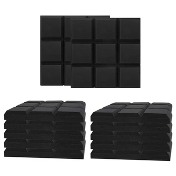 

24 Pack 2 x 12 x 12 Inch Acoustic Foam Panels, Sound Panels Wedges Insulation Absorbing, 9 Blocks Square Design