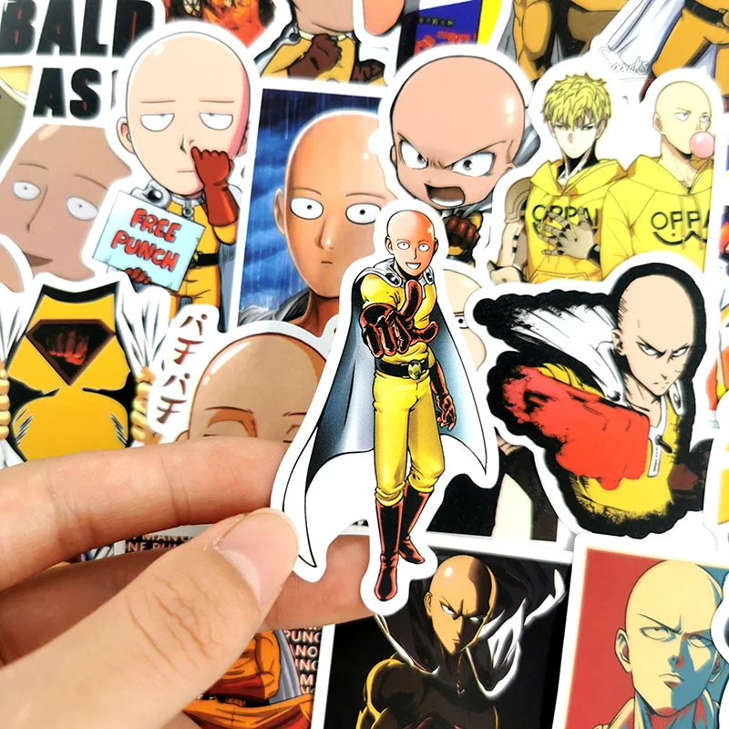 50 шт. наклейки ONE PUNCH-MAN для сноуборда, ноутбука, багажа, автомобиля, холодильника, сделай сам, стильный виниловый декор, пегатина, лысая голова, детская игрушка