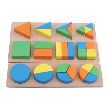 

Square Puzzle Baby Cognitive Geometry Wooden Puzzle Children's Education Wooden Toy Triangle Round children's Educational Toys