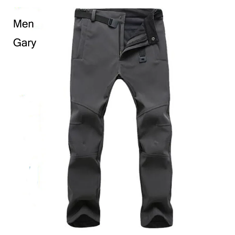 Флисовые походные брюки для мужчин и женщин, уличные Водонепроницаемые брюки, теплые флисовые Broek брюки SWAT для рыбалки, треккинга, женские походные брюки - Цвет: Men gray