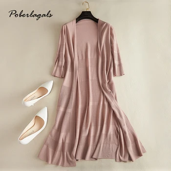 

Outside shawl Split Up Women Cardigan Three Quarter Sleeve Sunscreen Spring Summer Long Knitted Sweater Cardigan Casual Outwear