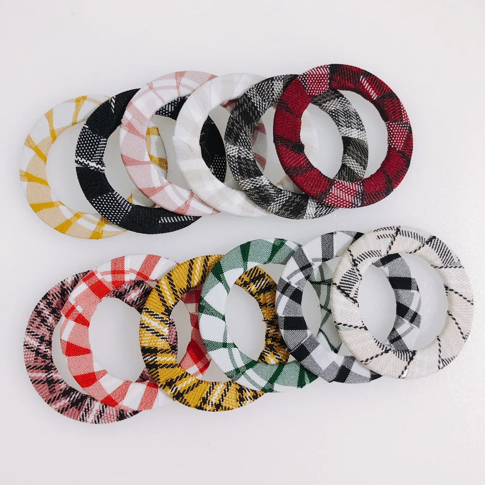 4 pieces / lot DIY Simple Fabric Lattice Ring Geometric Retro Autumn Winter Earrings Earrings Accessories Other
