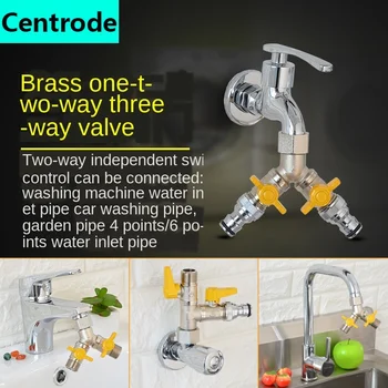 

Ball valve switch Washer faucet diverter valve three-way one-in two-out triangle valve diverter with live-connected copper