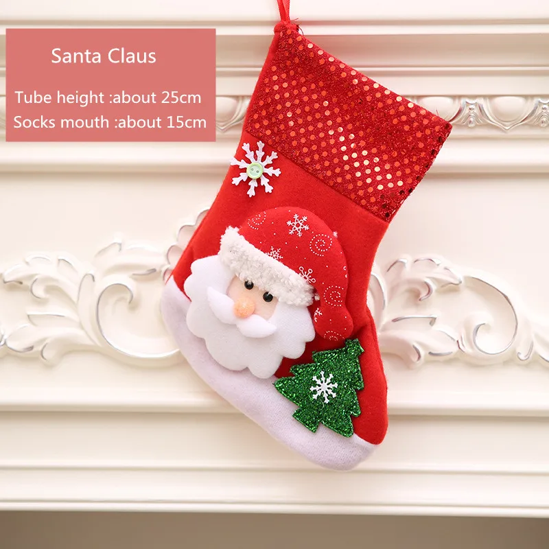 Santa Claus Рождественский Подарочный пакет для конфет, 12 шт., снеговик, чулок с медведем, носки, висячие украшения для рождественской елки, праздничные вечерние принадлежности - Цвет: Santa Claus