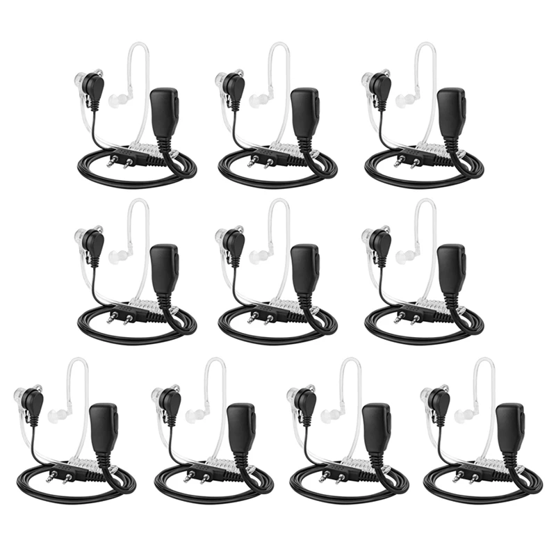 AABB-10Pcs 2 Pin PTT MIC Earpiece Covert Tube In-Ear Headset for Kenwood TYT Baofeng UV-5R BF-888S CB Radio Accessories | Электроника