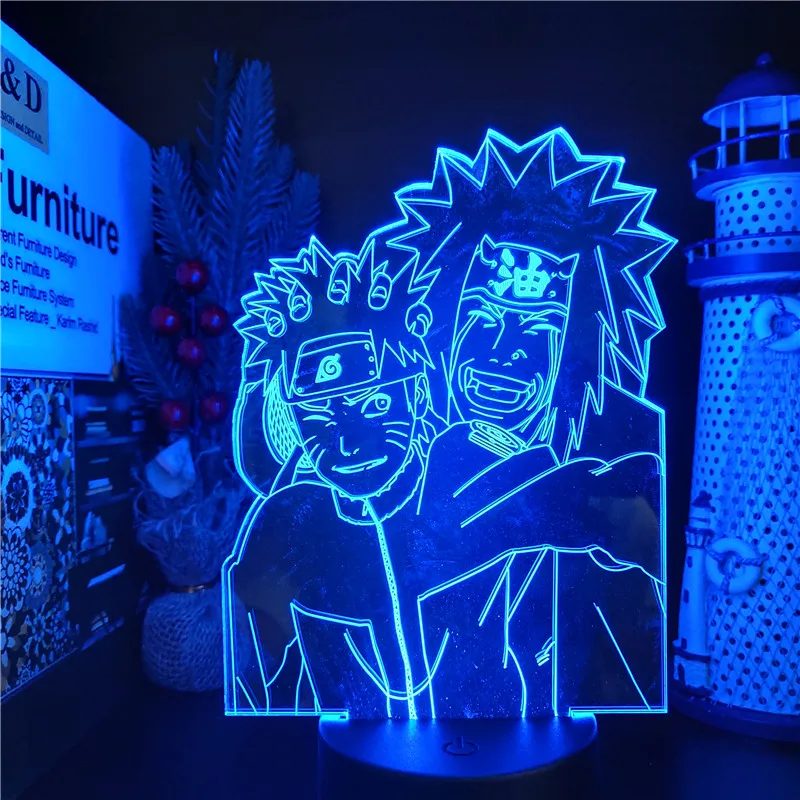 Узумаки Наруто акриловая 3D лампа Jiraiya светодиодная меняющая цвет ночсветильник