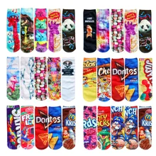 5 пар/лот, милые носки с 3D принтом, настраиваемые, модные, забавные, низкие, короткие, художественные, Kawaii Sox, Harajuku, хип-хоп, новинка, женские носки