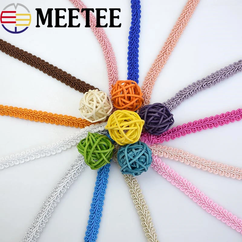 Meetee 20 метров 12 мм кривая кружевная отделка плетеная лента для DIY занавески