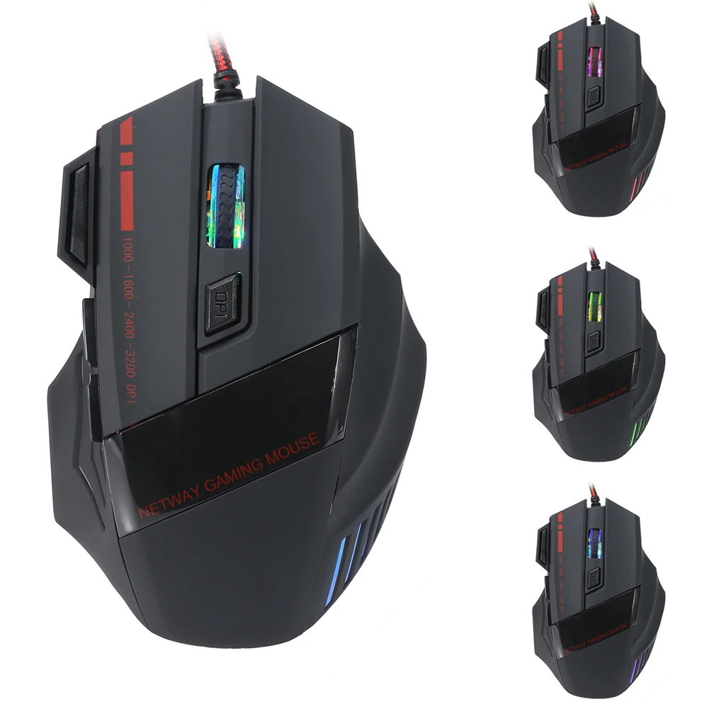 5500DPI LED Backlit Mouse professional gaming mouse with 7 bright colors LED ergonomics design 7/6 Buttons For Laptop PC Gamer - Цвет: 1pc 5500DPI 7 keys