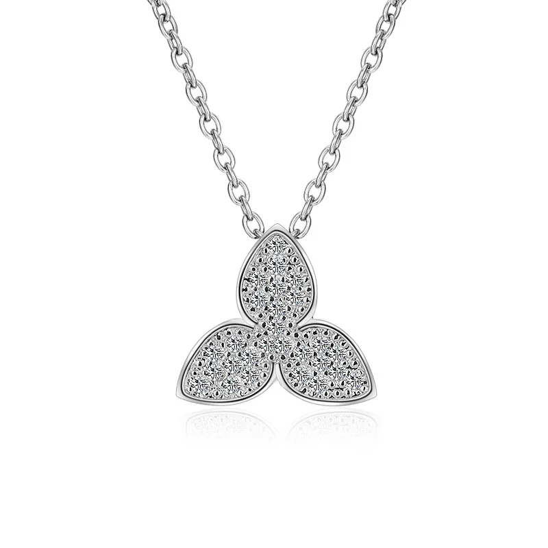 

Clover pandent necklace collarbone chain 925 sterling silver jewelry gift Dazzling CZ micro inlaid cubic zirconia necklace for w