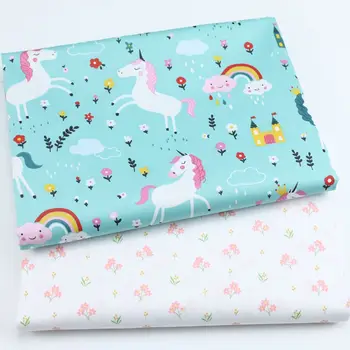 

Unicorns Floral 100% Cotton Twill Fabric DIY Clothes Dress For Baby Child, Quilting Sewing Fat Quarters Tissue Fabric Needlework