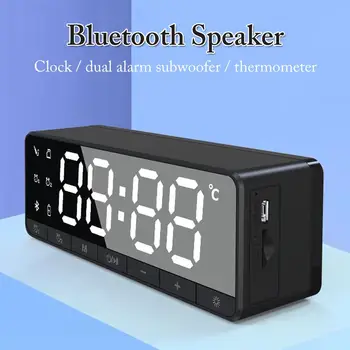 

LED Mirror LCD Display FM Radio Wireless Bluetooth Speaker Temperature Display Dual Alarm Stereo Subwoofer Music Player