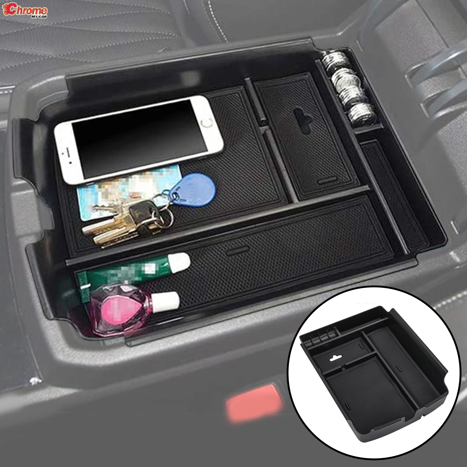 Car Center Console Organizer Tray Armrest Storage Box For VW Atlas Teramont Volkswagen Container Holder Glove Case Bin 2017-2021