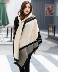 brand Winter New Carriage Scarf Warm Shawl Thicken Tassels Horse cashmere-like fashion show poncho cape womens pashmina