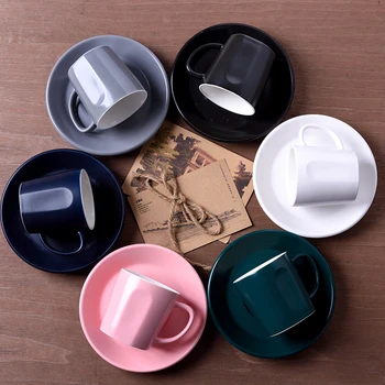 

New Designer Concise Style Capucino Latte Coffee Shop Coffe Cup Saucer Set Household Tea Mug Tasse Cafe Tazas Desayuno Wholesale