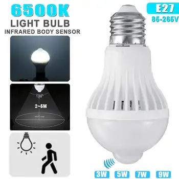 

AC 85V-265V 6500K 240lm 3/5/79W 120° E27 12 LED Globe Bulb Light Motion Sensor Lamp Energy Saving LED Light Bulb Spotlight