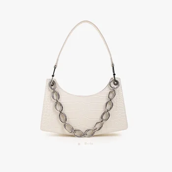 

Coated Cowhide Leather Bag Spring and summer 2020 new crocodile pattern bag underarm bag chain bag irregular one shoulder bag