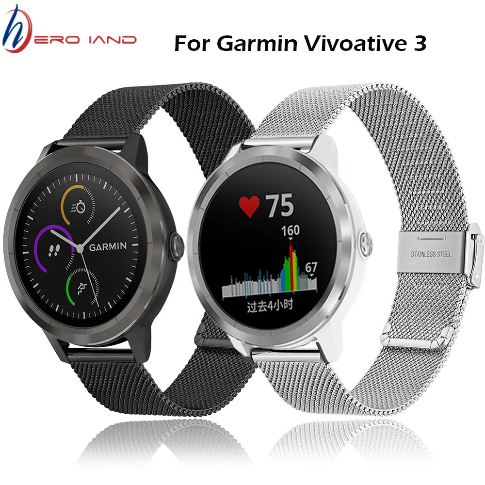 Металлический ремешок из нержавеющей стали для Garmin Vivoactive 3 Music Vivoative 4 Venu / Vivomove HR