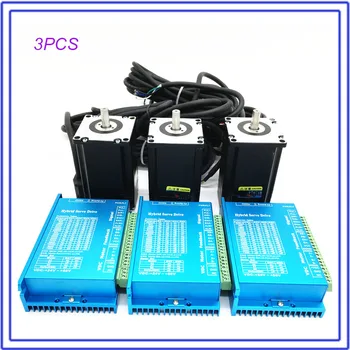 

3 Kits 1.5Nm Closed Loop Hybird Stepper Motor Driver Cables Nema23 214Oz.in 57MM 3A DC DSP Encoder Easy Servo for CNC Router