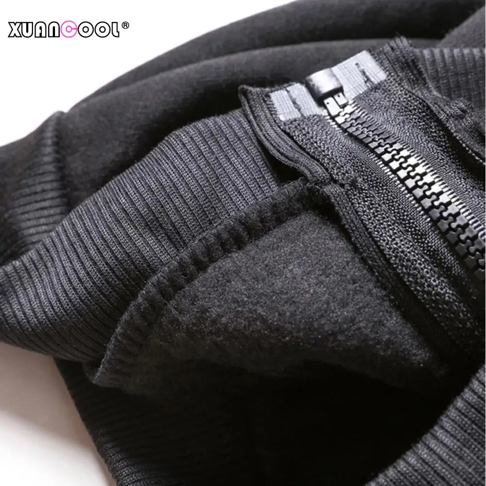 XUANSHOW мода Женский спортивный костюм Набор длинных брюк Осень зима Леопардовым принтом карман Молния руно толстовки Пальто Два куска одежда
