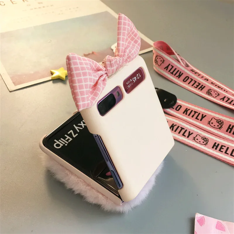 Plush Bow Phone Case For Samsung Z Flip Kawaii Cute Phone Cover For Samsung Galaxy Z Flip Case 21 New Arrivals Mobile Phone Cases Covers Aliexpress