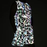 Summer Men's Sets Mushroom Print Reflective Tank Top Elasticity Breathable Sleeveless TShirt Sportswear Shorts Joggers tracksuit 1