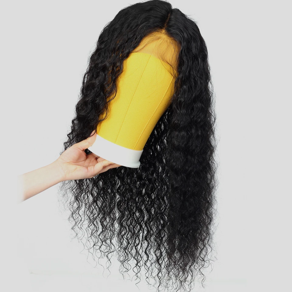 LEVITA deep wave wig 4�4 lace closure wig Brazilian lace wig short Human Hair Lace Closure Wigs for women non-remy 150% Density