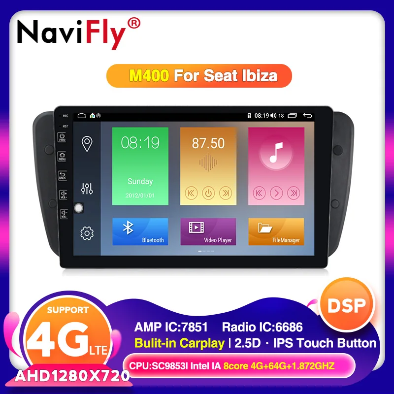 Автомобильный мультимедийный плеер 9 дюймов Android 10 0 2din для Seat Ibiza 6j 2009 -2013 IPS экран