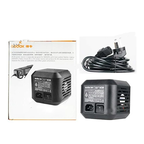 Godox AC26 AC блок питания адаптер с кабелем для AD600PRO наружная вспышка CD50