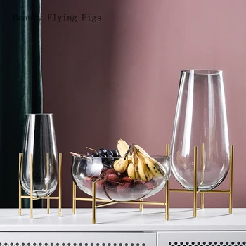 

LIGHT LUXURY GLASS TRANSPARENT VASE MULTI-FUNCTION FRUIT PLATE DECORATION HOME LIVING ROOM MODEL ROOM SOFT DECORATION FLOWER
