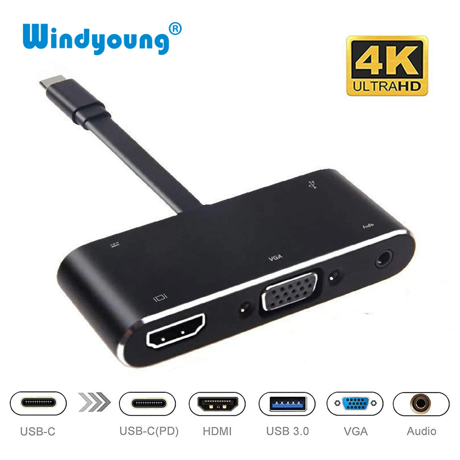 Usb type C концентратор USB-C к HDMI 4K USB3.0 аудио VGA разъем Thunderbolt 3 адаптер для MacBook pro samsung Note8 S8 S9 Dex режим nintendo