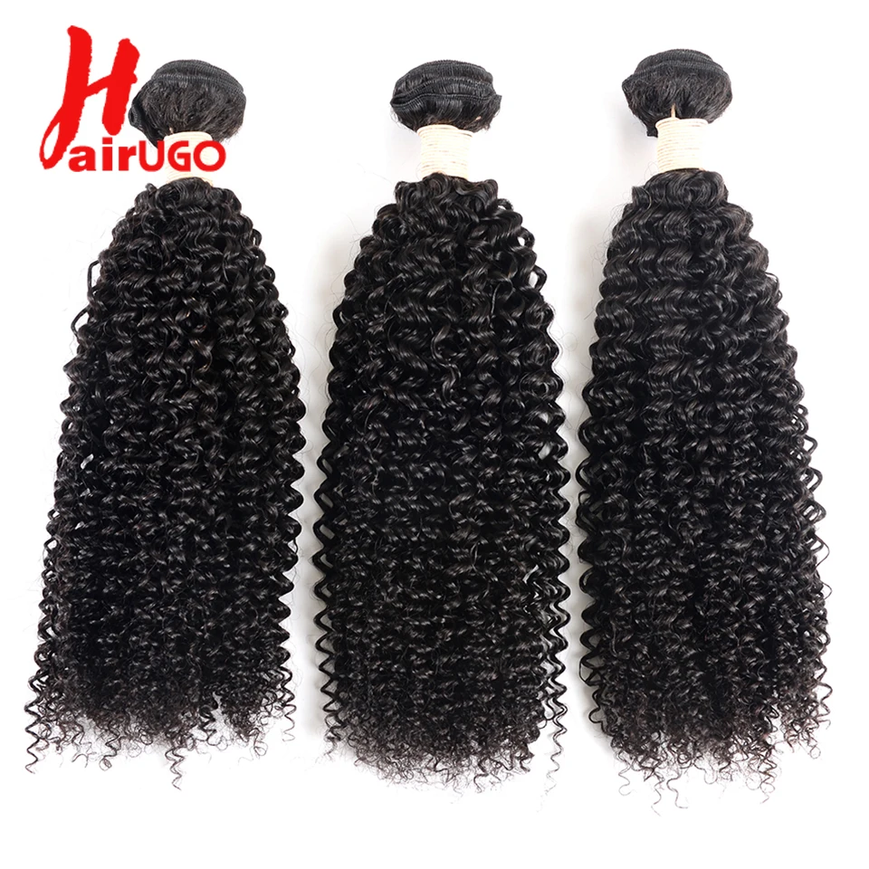 HairUGo волосы бразильские Kinkly вьющиеся пучки волос человеческие волосы 3 пучка предложения Remy натуральные синтетические волосы