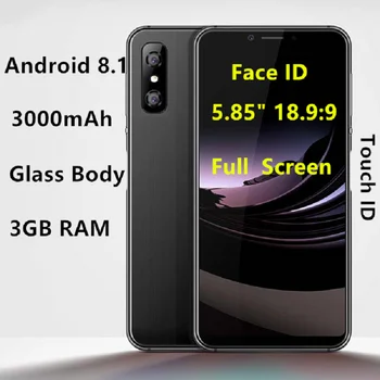 

Android 8.1 Glass Body SANTIN P1 5.85" 1512*720p HD+ 18.9:9 Full Screen 3000mAh 3GB RAM Face ID Fingerprint Mobile Phone A3 Pro
