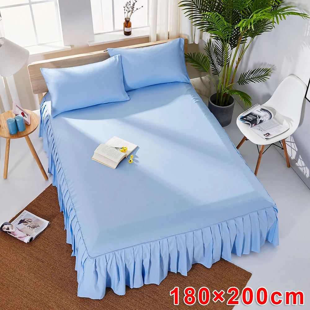 1* кровать юбка эластичная простыня матрас защитный чехол отель плиссированные постельное белье украшения