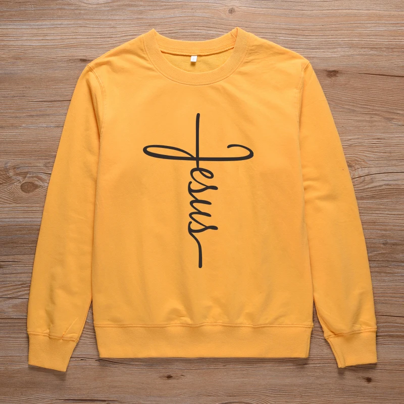 Billige ONSEME Kreuz Jesus Sweatshirt Glauben Kunst Grafik Crewneck Pullover Frauen Christian Sweatshirts Pullover Femme Harajuku Hoodies
