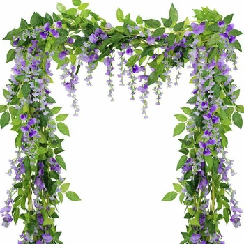 

1PCS Handing Artificial Flower With Green Leaves Vines Faux Garland Plants Cloth And Iron Wire Home Party Garden Decoration