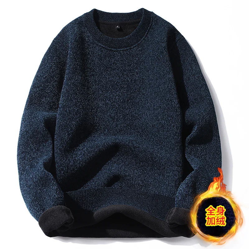 Turtleneck sweater men's autumn and winter new pullover loose casual fleece and thick warm wool knitted clothes