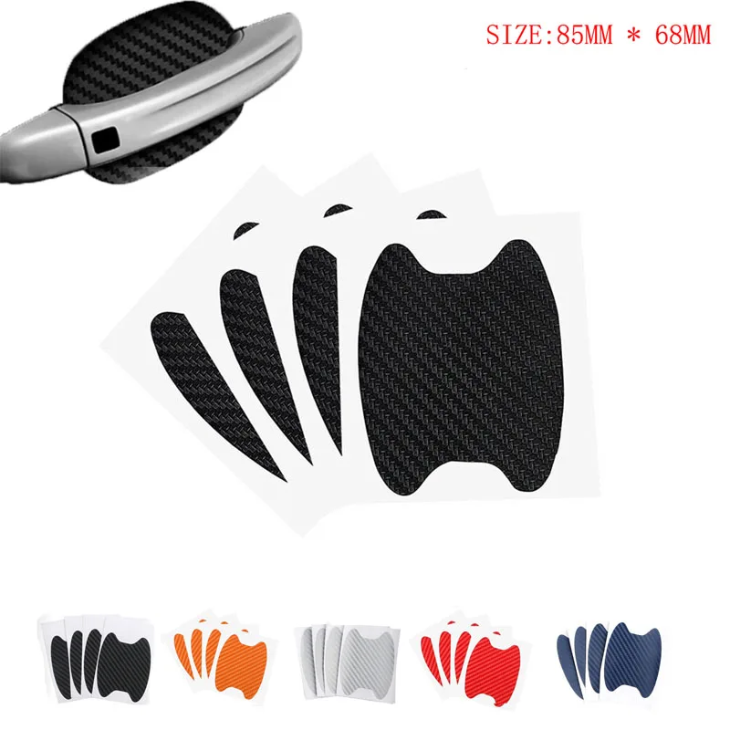 

8Pcs Carbon Fiber Car Door Handle Sticker Scratch Bowl Protection Film Body Decals For Mercedes Malenkie Golf Mk4