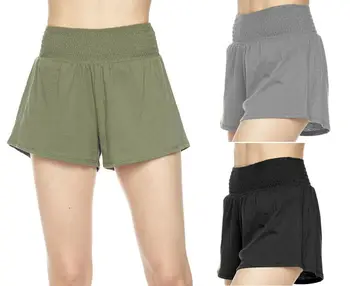 

Women's Smocked Waist Shorts Soft Cotton Knit Lounge Casual Sleep Gym Yoga