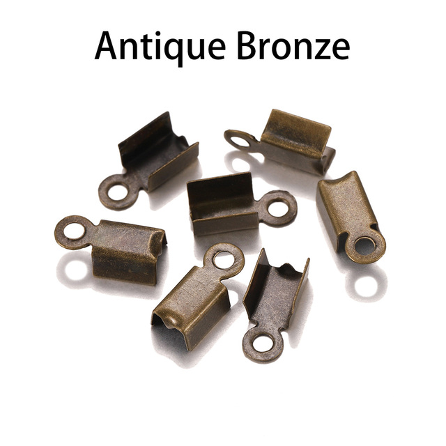 Crimp Bead Connectors Cord End Caps String Ribbon Leather Clip Foldover Cord Ends Fastener For DIY Jewelry Making Supplie