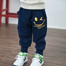 Korean-style Brand Childrenswear Winter Style CHILDREN'S Trousers Pocket Lettered Smiley BOY'S Harem Casual Trousers