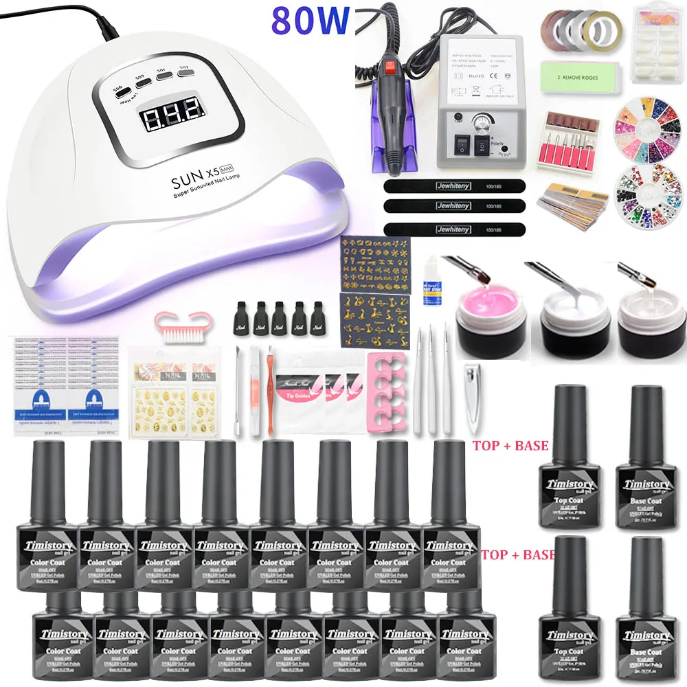 Preise 16 farben Gel Lack Nagellack Kit Nagel Set UV LED Nagel Lampe 20000rpm Elektrische Nagel Bohrer Maschine Maniküre set Nail art Werkzeug