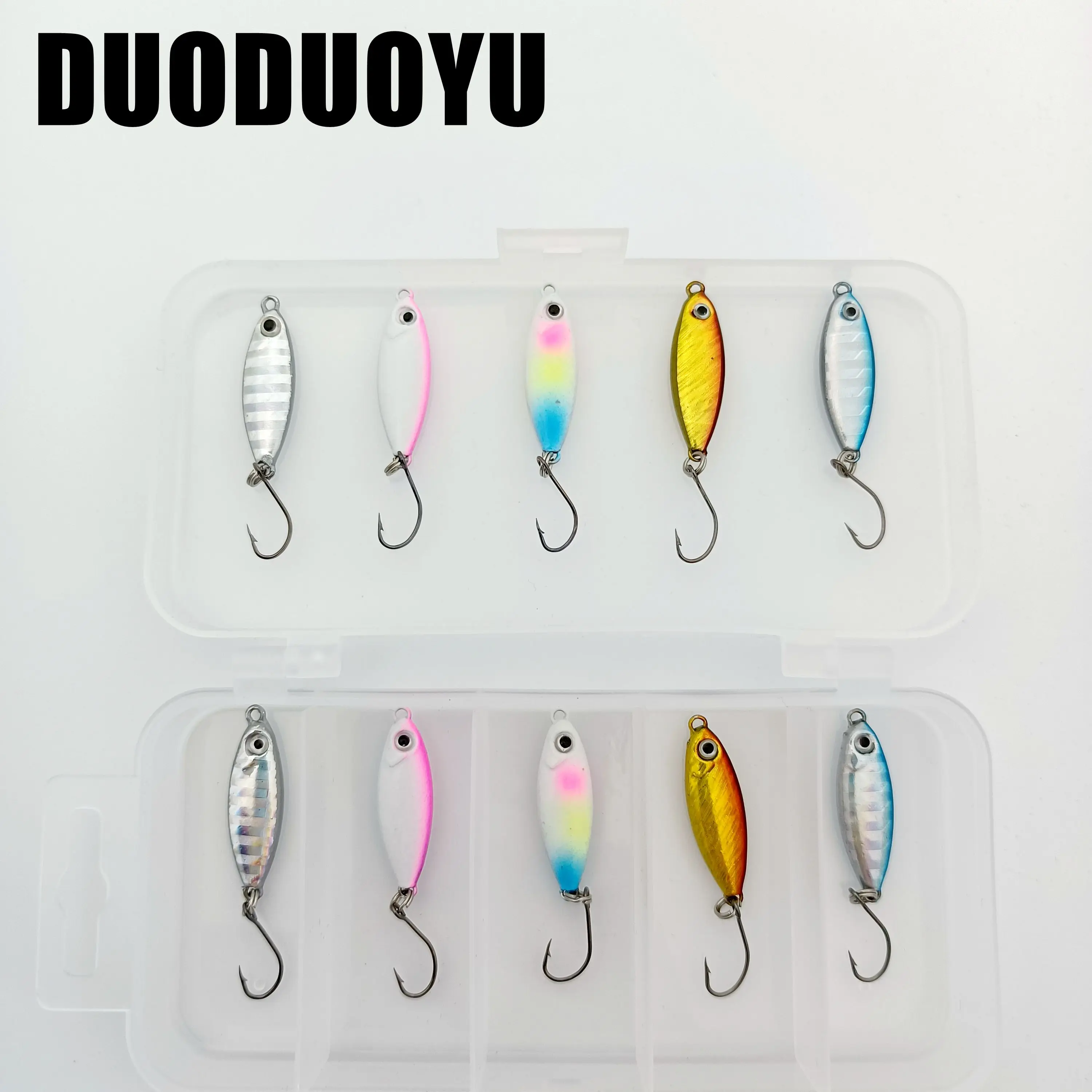 

DUODUOYU 10PCS+1BOX/LOT Small Jigs Shore Cast Fishing Lure 3g 5.5g Metal Jigging Artificial Hard Bait Fishing Accessories