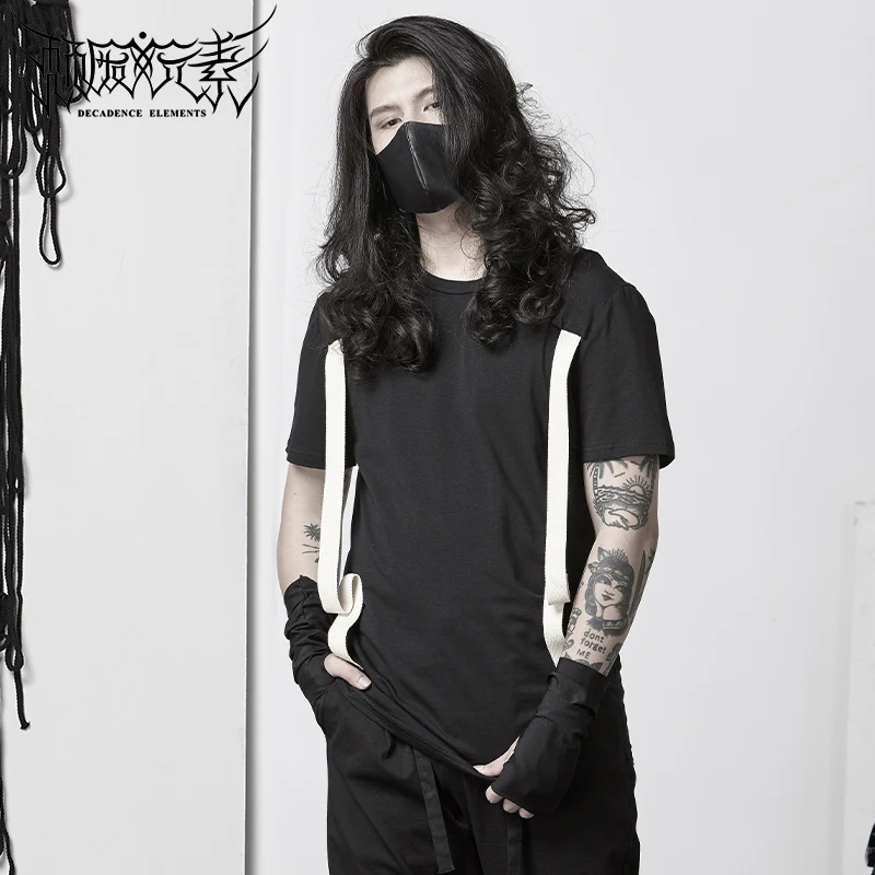 

Футболка в Корейском стиле, повседневная, модная, черная, тактическая, с коротким рукавом, на лето, одежда для парикмахера