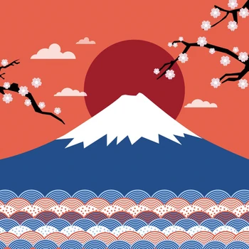 

Laeacco Sakura Cherry Mountain Fuji Sunrise New Year Scenic Photo Backgrounds Photographic Backdrops Photo Studio
