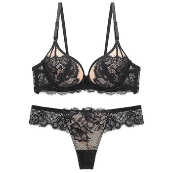 

DKERT New Design Sexy Lace Push Up Bra and Thong Set Plus Size Underwear Bra Set
