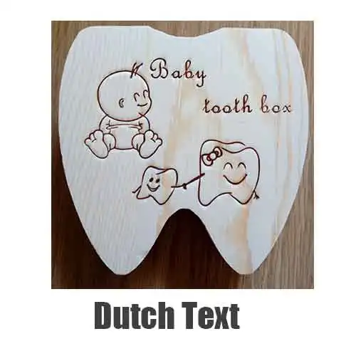 Детская деревянная коробка для зубов, органайзер для хранения молочных зубов, коробка для хранения зубов Umbilica, подарок на испанский/английский/голландский/русский/французский - Цвет: Dutch text