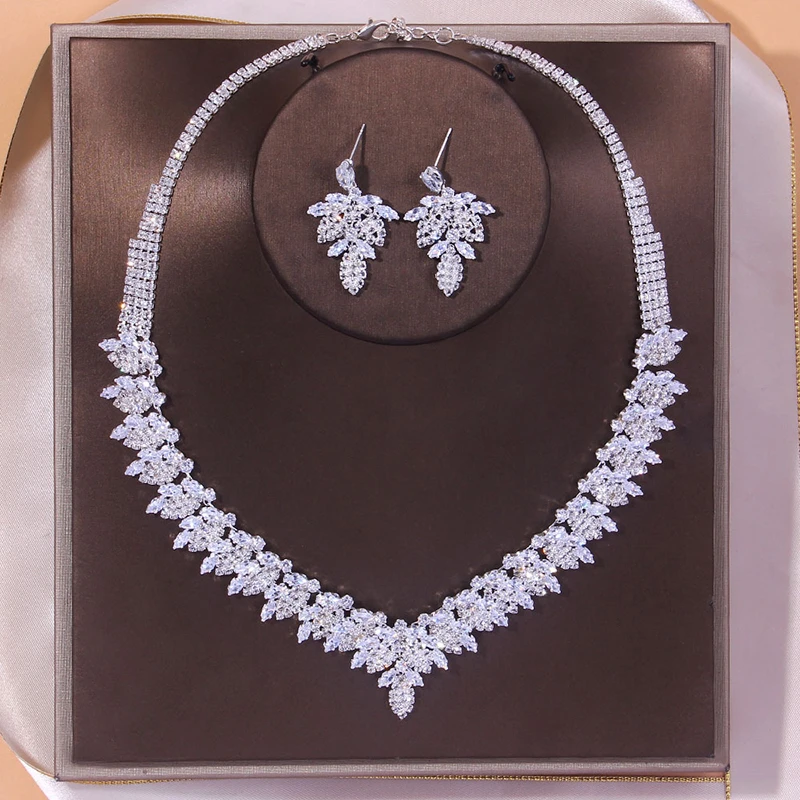 Conjunto de de lujo para novia, collar con borlas de circonio, pendientes, exquisitos accesorios de vestido de fiesta para mujer joyería| - AliExpress