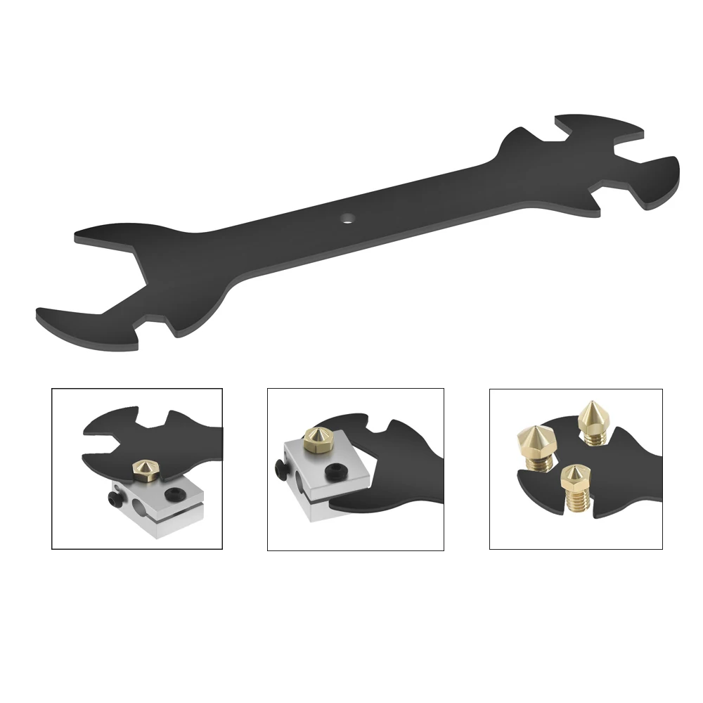 

3D Nozzle Multi-Function Wrench 5-in-1 Wrench Bracket 6-20mm Steel Wrench Flat for E3D MK8 MK10 Nozzle Tool 3D Printer Parts